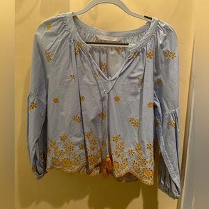 Zara blue and white linen shirt